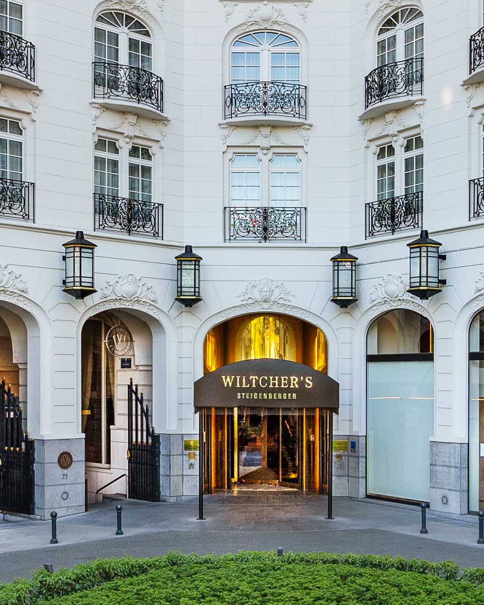 Outdoor entrance of the Steigenberger Icon Wiltcher's hotel in Brussels