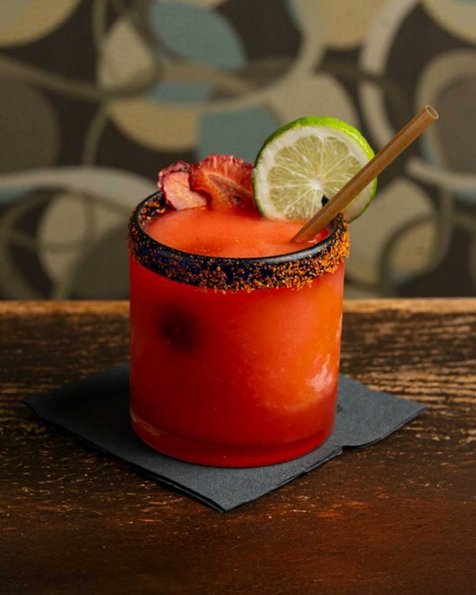 A strawberry margarita at Veracruz Cafe in Dallas Texas
