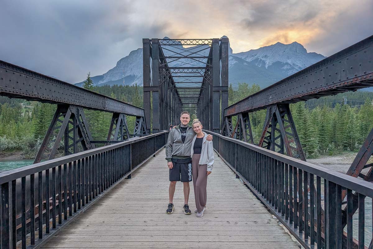 Bailey and friend at the Canmore engine bridge Canada