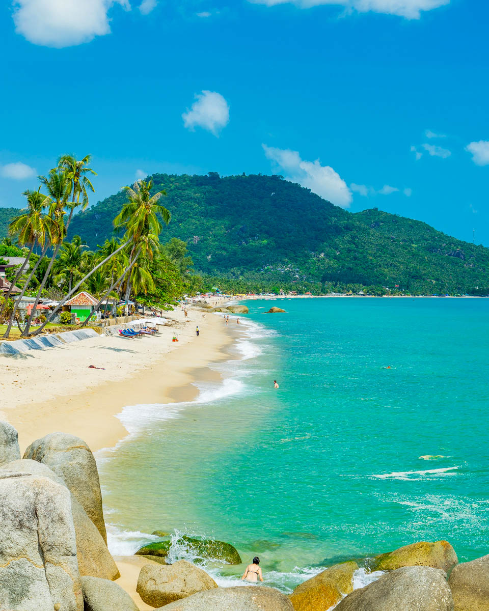Lamai beach on Koh Samui Thailand on a sunny day