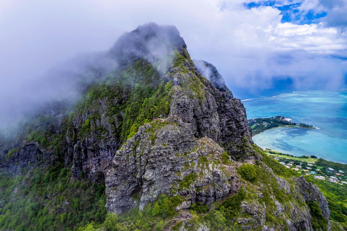 The view from the top of Le Morne Brabant mountain on the south of Mauritius