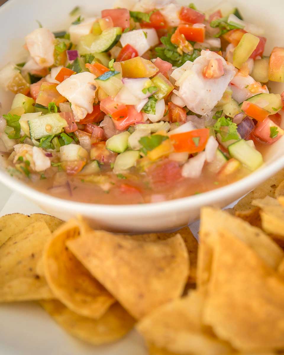 Traditional ceviceh eaten in Ambergris Caye Belize on a food tour