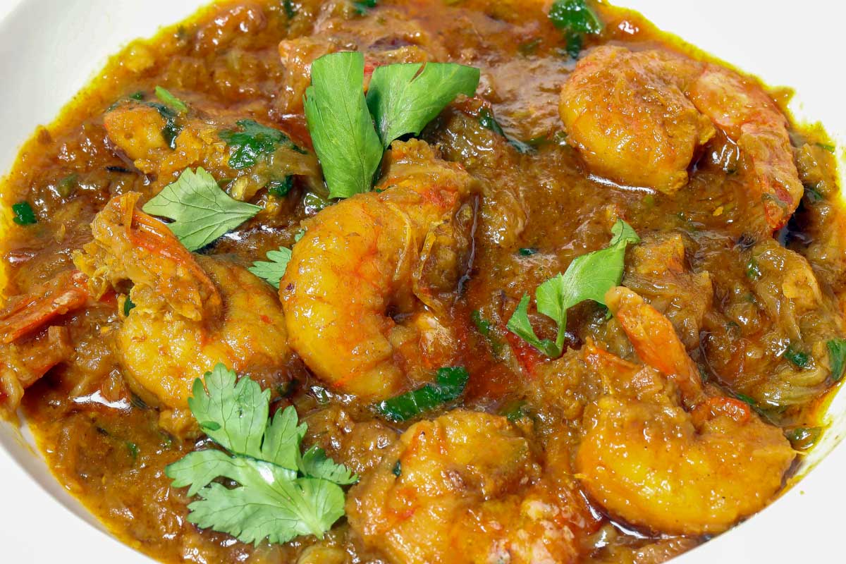 Prawn curry eaten in Mauritius
