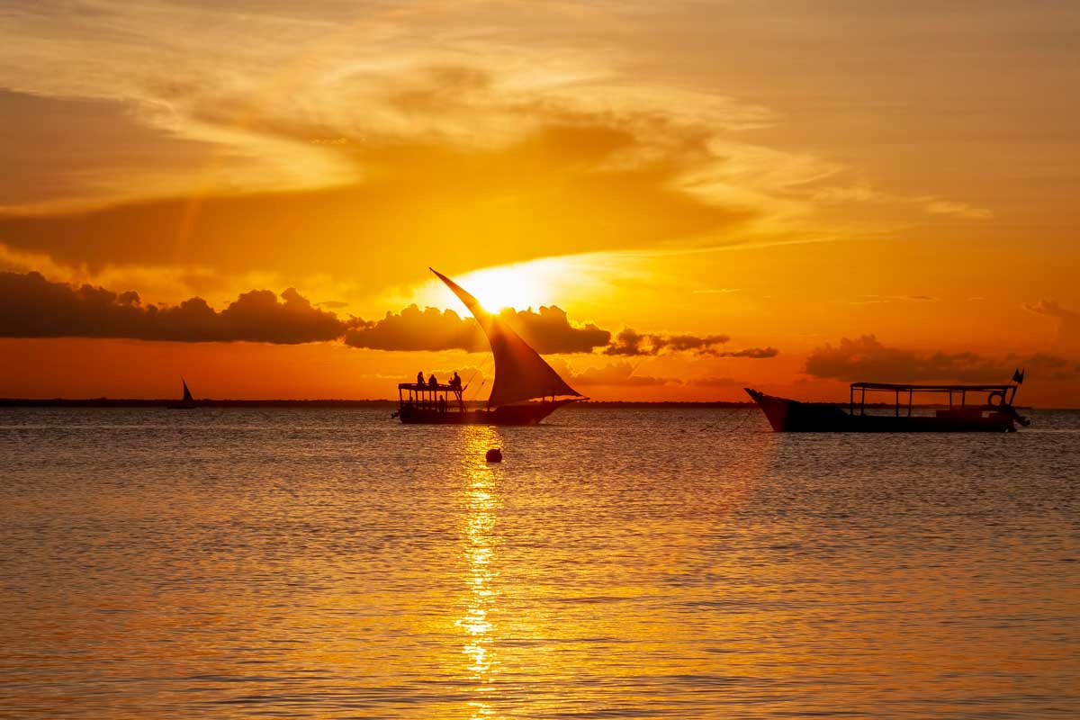 Sunset at Kendwa beach in Zanzibar Tanzania