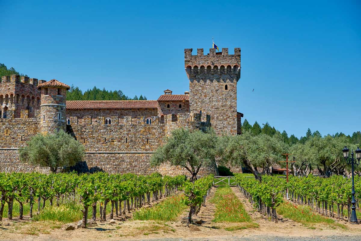 The Castello di Amorosa winery seen in Napa Valley California